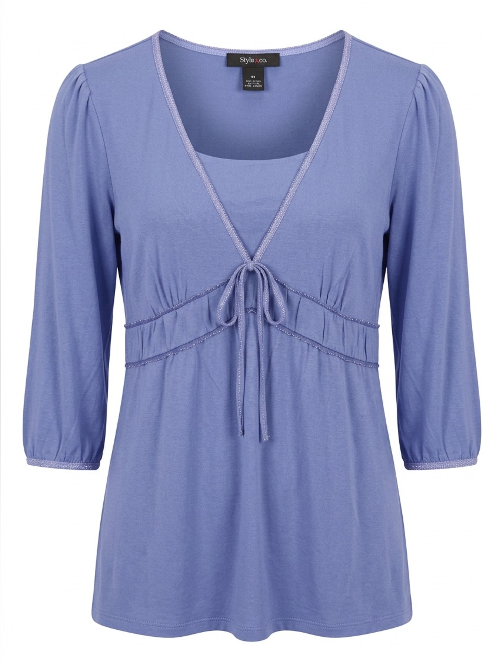 Y2k Vintage Style & Co Small Babydoll Top Size s Ren faire Fairy Blue Tie Front